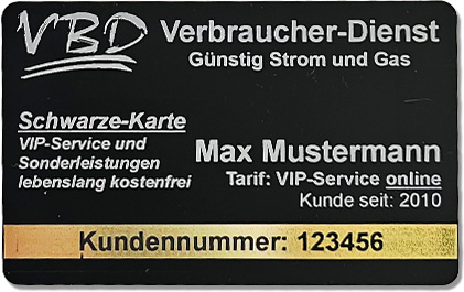 Die schwarze VBD Kundenkarte
